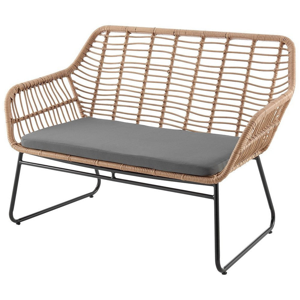 Antibes 2.0 Steel Rattan 4-Piece Patio Conversation Set with Cushions in Grey MHC-OD-CV011-GY