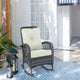 Furttuo Steel Rattan Outdoor Rocking Chair with Cushions in Cream