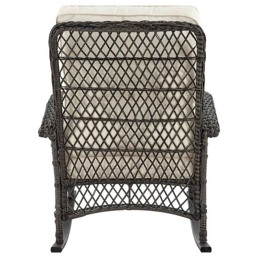 Furttuo Steel Rattan Outdoor Rocking Chair with Cushions in Cream MHC-OD-CV017-CR