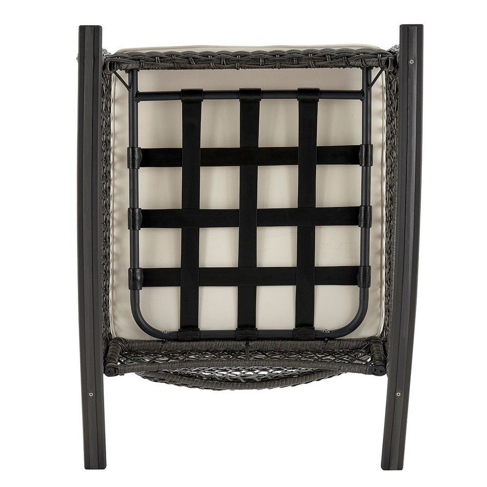Furttuo Steel Rattan Outdoor Rocking Chair with Cushions in Cream MHC-OD-CV017-CR
