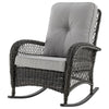 Furttuo Steel Rattan Outdoor Rocking Chair with Cushions in Grey MHC-OD-CV017-GY
