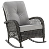 Furttuo Steel Rattan Outdoor Rocking Chair with Cushions in Grey