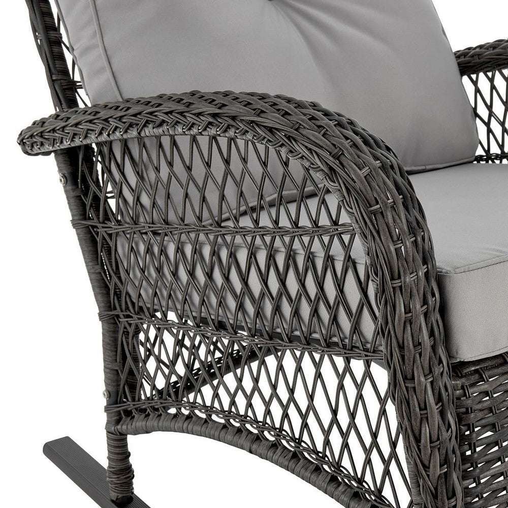 Furttuo Steel Rattan Outdoor Rocking Chair with Cushions in Grey MHC-OD-CV017-GY