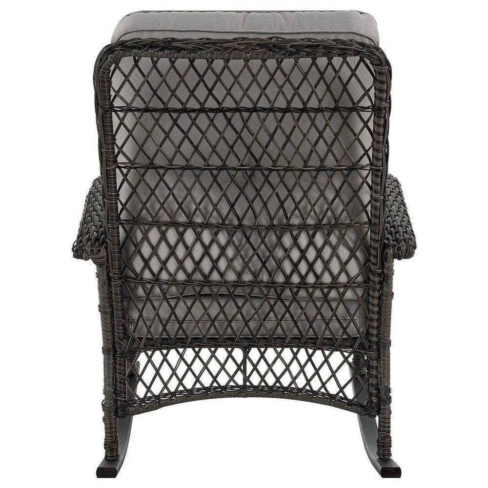 Furttuo Steel Rattan Outdoor Rocking Chair with Cushions in Grey MHC-OD-CV017-GY
