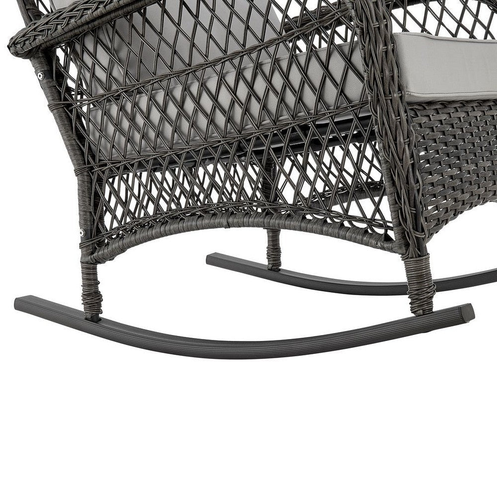 Furttuo Steel Rattan Outdoor Rocking Chair with Cushions in Grey MHC-OD-CV017-GY