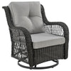 Fruttuo Swivel Steel Rattan 3-Piece Patio Conversation Set with Cushions in Grey MHC-OD-CV018-GY