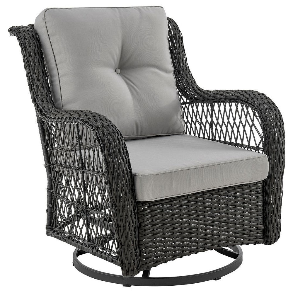 Fruttuo Swivel Steel Rattan 3-Piece Patio Conversation Set with Cushions in Grey MHC-OD-CV018-GY