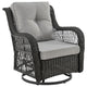 Fruttuo Swivel Steel Rattan 3-Piece Patio Conversation Set with Cushions in Grey MHC-OD-CV018-GY