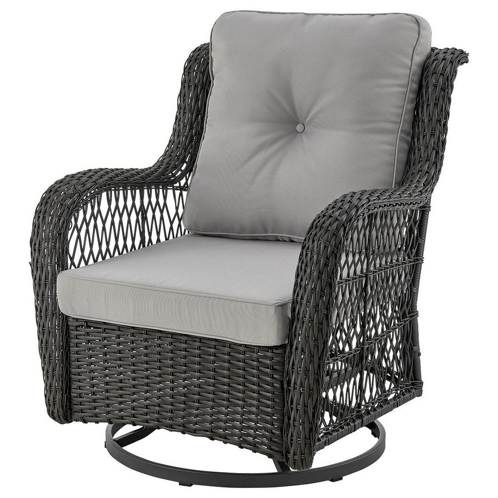 Fruttuo Swivel Steel Rattan 3-Piece Patio Conversation Set with Cushions in Grey MHC-OD-CV018-GY