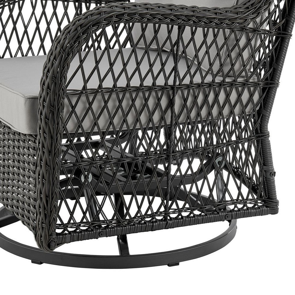Fruttuo Swivel Steel Rattan 3-Piece Patio Conversation Set with Cushions in Grey MHC-OD-CV018-GY