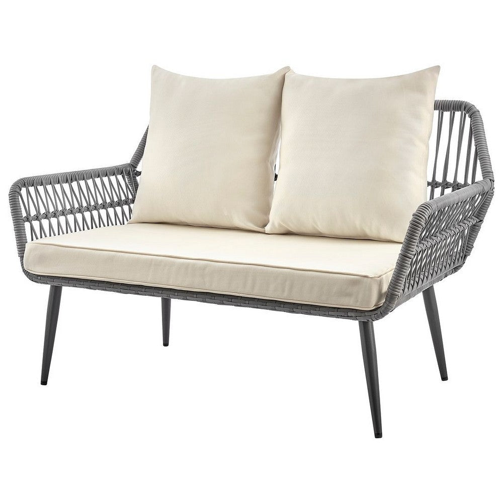 Portofino Rope Wicker 4-Piece Patio Conversation Set with Cushions in Cream MHC-OD-CV019-CR