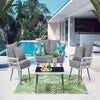 Portofino Rope Wicker 4-Piece Patio Conversation Set with Cushions in Grey MHC-OD-CV019-GY