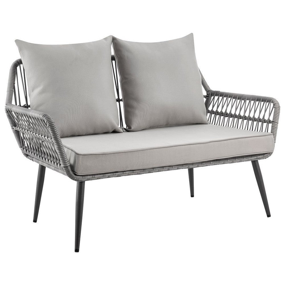 Portofino Rope Wicker 4-Piece Patio Conversation Set with Cushions in Grey MHC-OD-CV019-GY