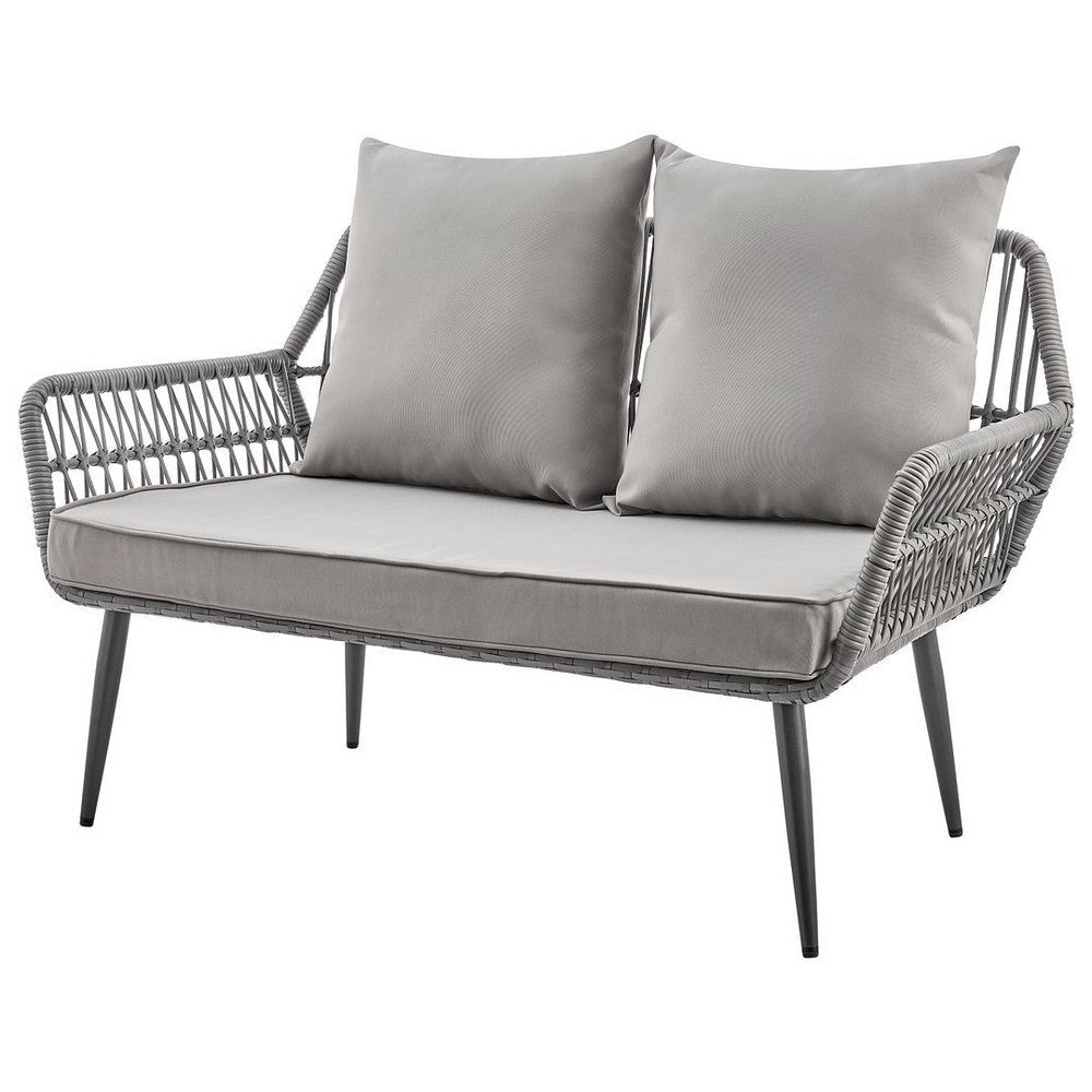 Portofino Rope Wicker 4-Piece Patio Conversation Set with Cushions in Grey MHC-OD-CV019-GY