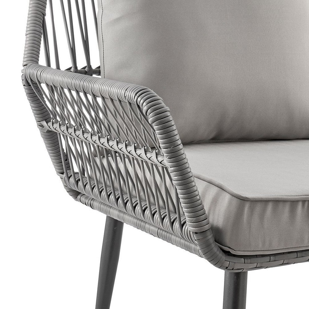 Portofino Rope Wicker 4-Piece Patio Conversation Set with Cushions in Grey MHC-OD-CV019-GY
