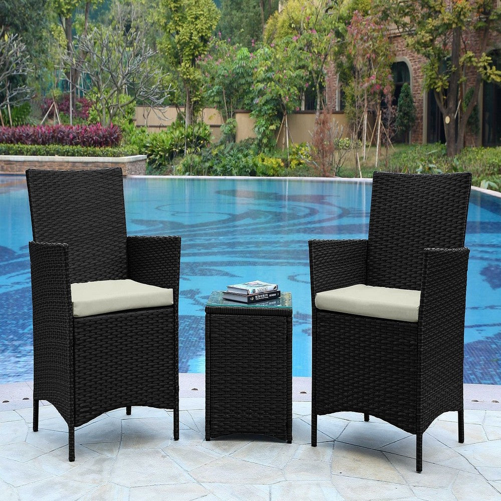 Imperia Steel Rattan 3-Piece Patio Conversation Set with Cushions in Cream MHC-OD-CV020-CR