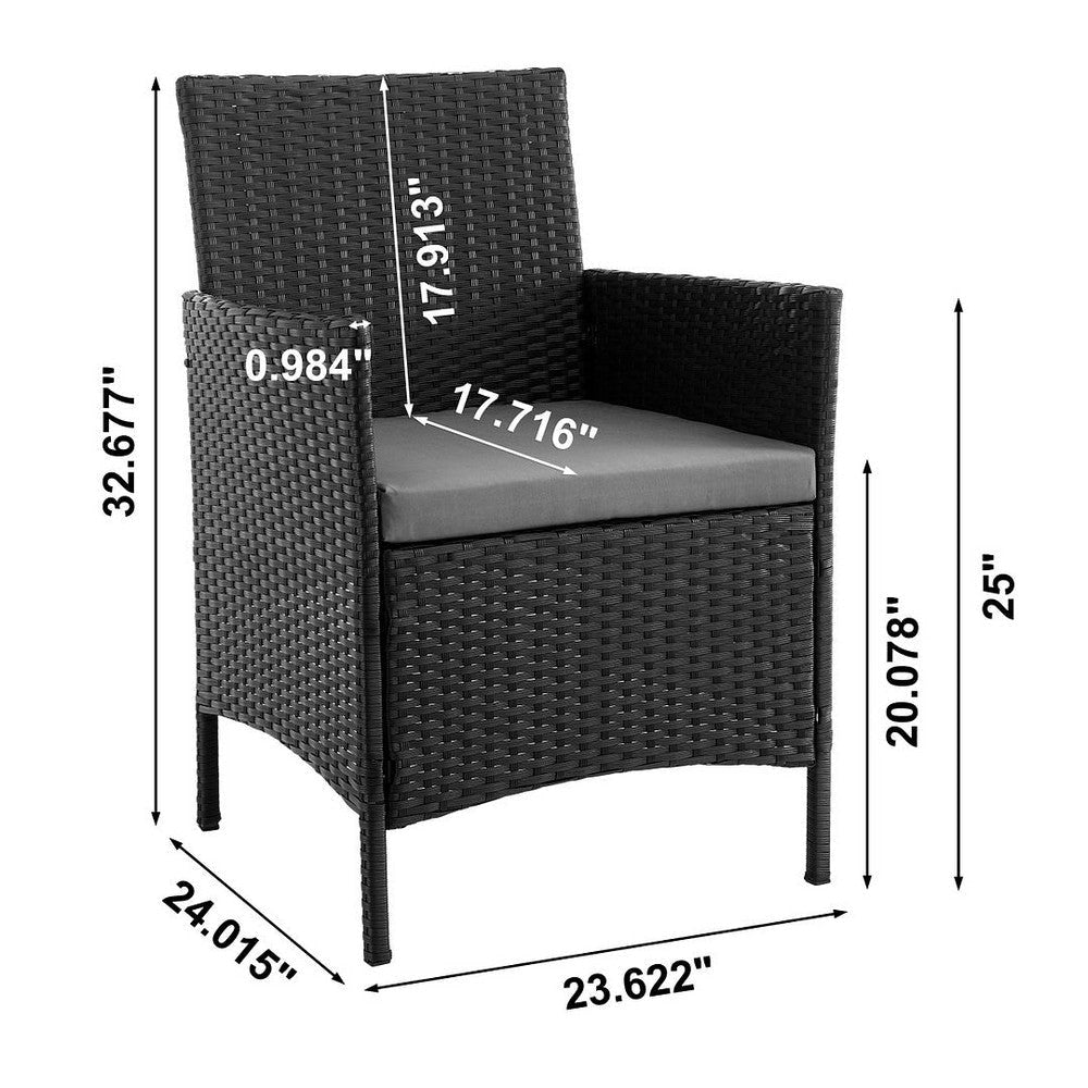Imperia Steel Rattan 3-Piece Patio Conversation Set with Cushions in Grey MHC-OD-CV020-GY