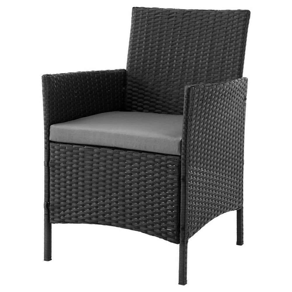 Imperia Steel Rattan 3-Piece Patio Conversation Set with Cushions in Grey MHC-OD-CV020-GY