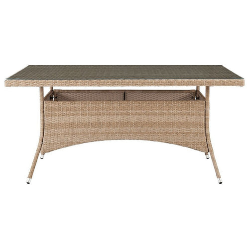 Genoa Patio Dining Table with Glass Top in Nature Tan Weave