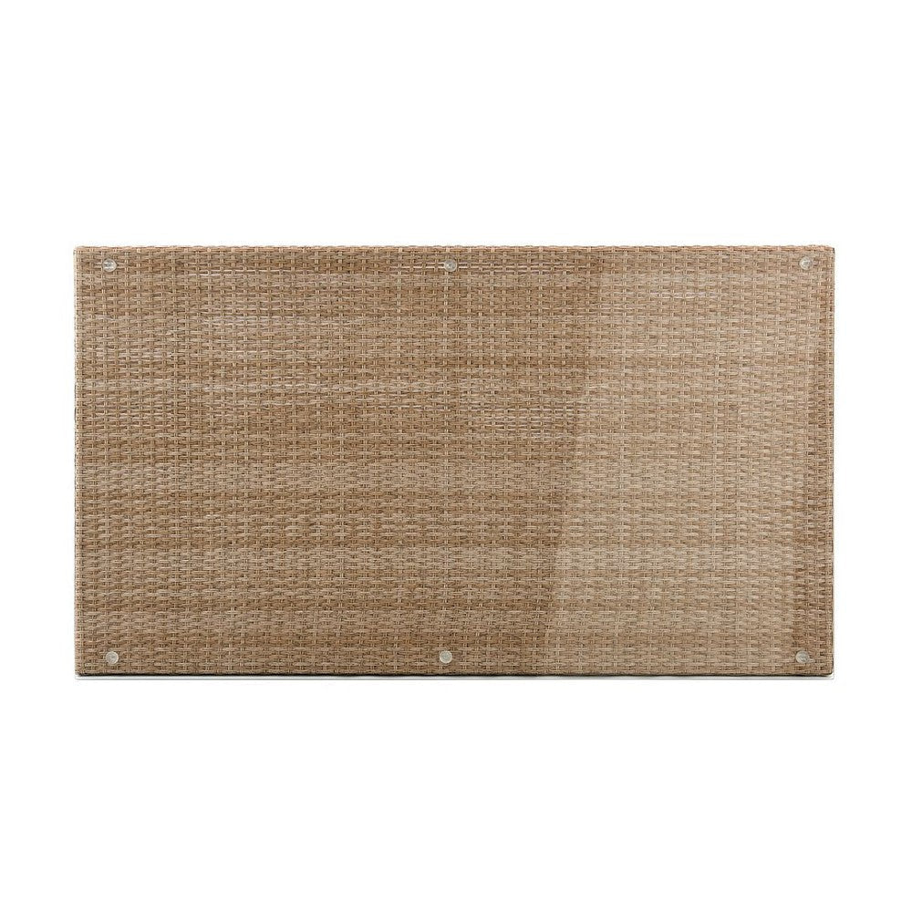 Genoa Patio Dining Table with Glass Top in Nature Tan Weave MHC-OD-DT002-NE