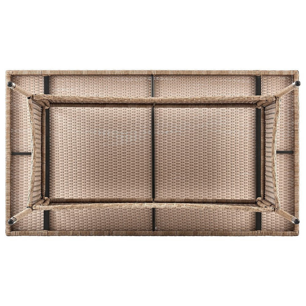 Genoa Patio Dining Table with Glass Top in Nature Tan Weave MHC-OD-DT002-NE