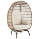 Spezia Freestanding Steel and Rattan Outdoor Egg Chair with Cushions in Cream