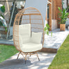 Spezia Freestanding Steel and Rattan Outdoor Egg Chair with Cushions in Cream MHC-OD-HC002-CR
