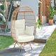 Spezia Freestanding Steel and Rattan Outdoor Egg Chair with Cushions in Cream MHC-OD-HC002-CR