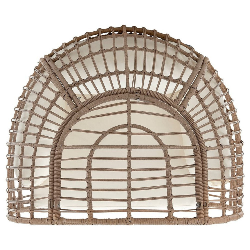 Spezia Freestanding Steel and Rattan Outdoor Egg Chair with Cushions in Cream MHC-OD-HC002-CR