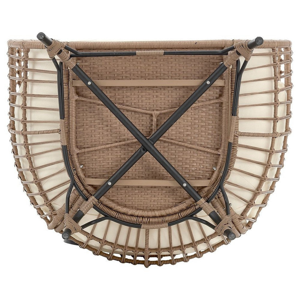 Spezia Freestanding Steel and Rattan Outdoor Egg Chair with Cushions in Cream MHC-OD-HC002-CR