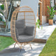 Spezia Freestanding Steel and Rattan Outdoor Egg Chair with Cushions in Grey MHC-OD-HC002-GY