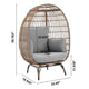Spezia Freestanding Steel and Rattan Outdoor Egg Chair with Cushions in Grey MHC-OD-HC002-GY