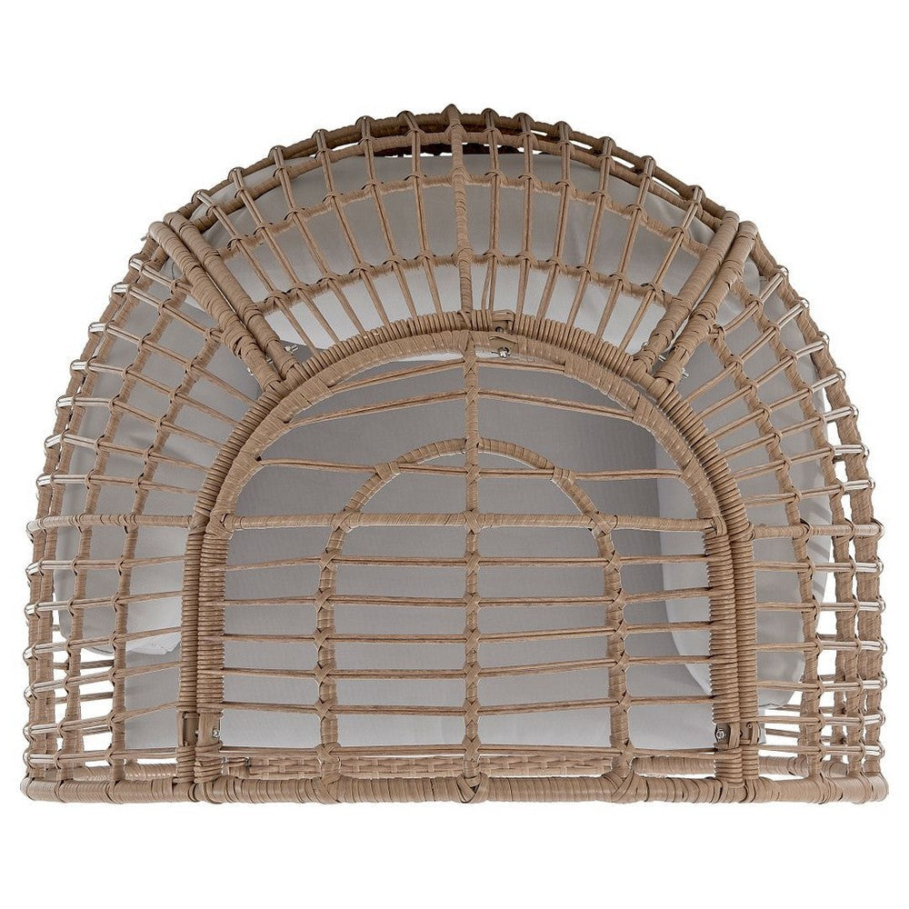 Spezia Freestanding Steel and Rattan Outdoor Egg Chair with Cushions in Grey MHC-OD-HC002-GY