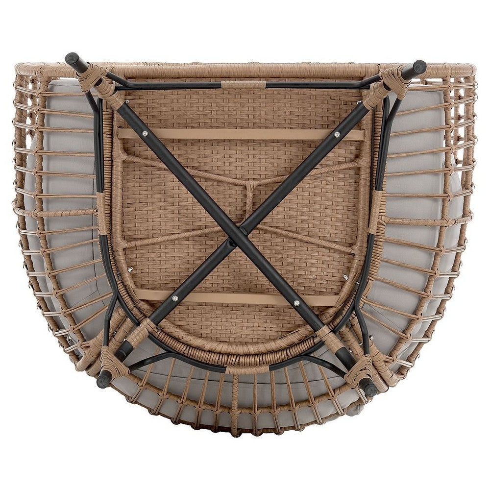 Spezia Freestanding Steel and Rattan Outdoor Egg Chair with Cushions in Grey MHC-OD-HC002-GY