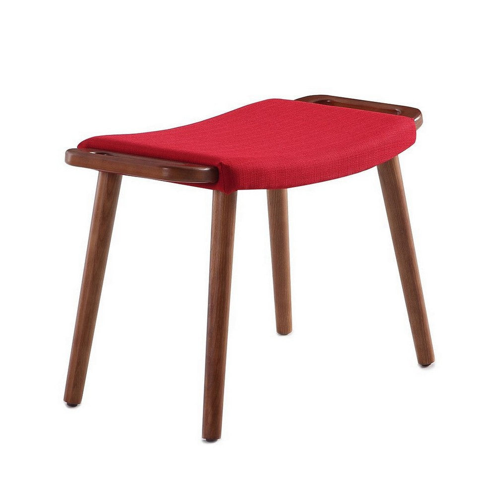 Geta Red and Antique Walnut Ottoman