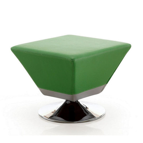 Diamond Green and Polished Chrome Swivel Ottoman