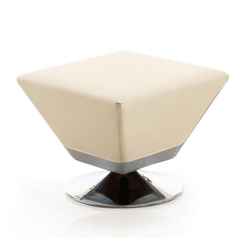 Diamond Tan and Polished Chrome Swivel Ottoman