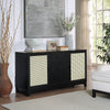 Sheridan 59.05 Modern Cane Sideboard with Adjustable Shelves in Black MHC-SB-4GLF-BK