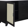 Sheridan 59.05 Modern Cane Sideboard with Adjustable Shelves in Black MHC-SB-4GLF-BK