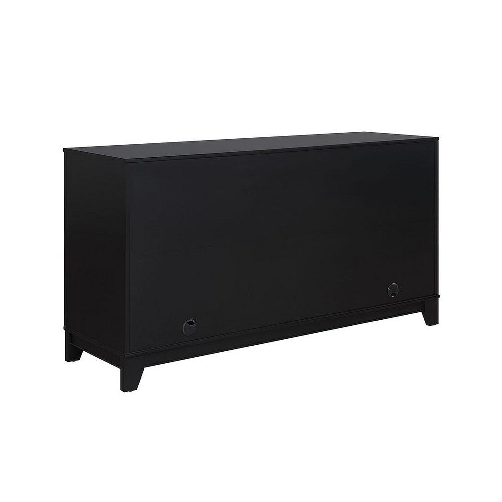 Sheridan 59.05 Modern Cane Sideboard with Adjustable Shelves in Black MHC-SB-4GLF-BK