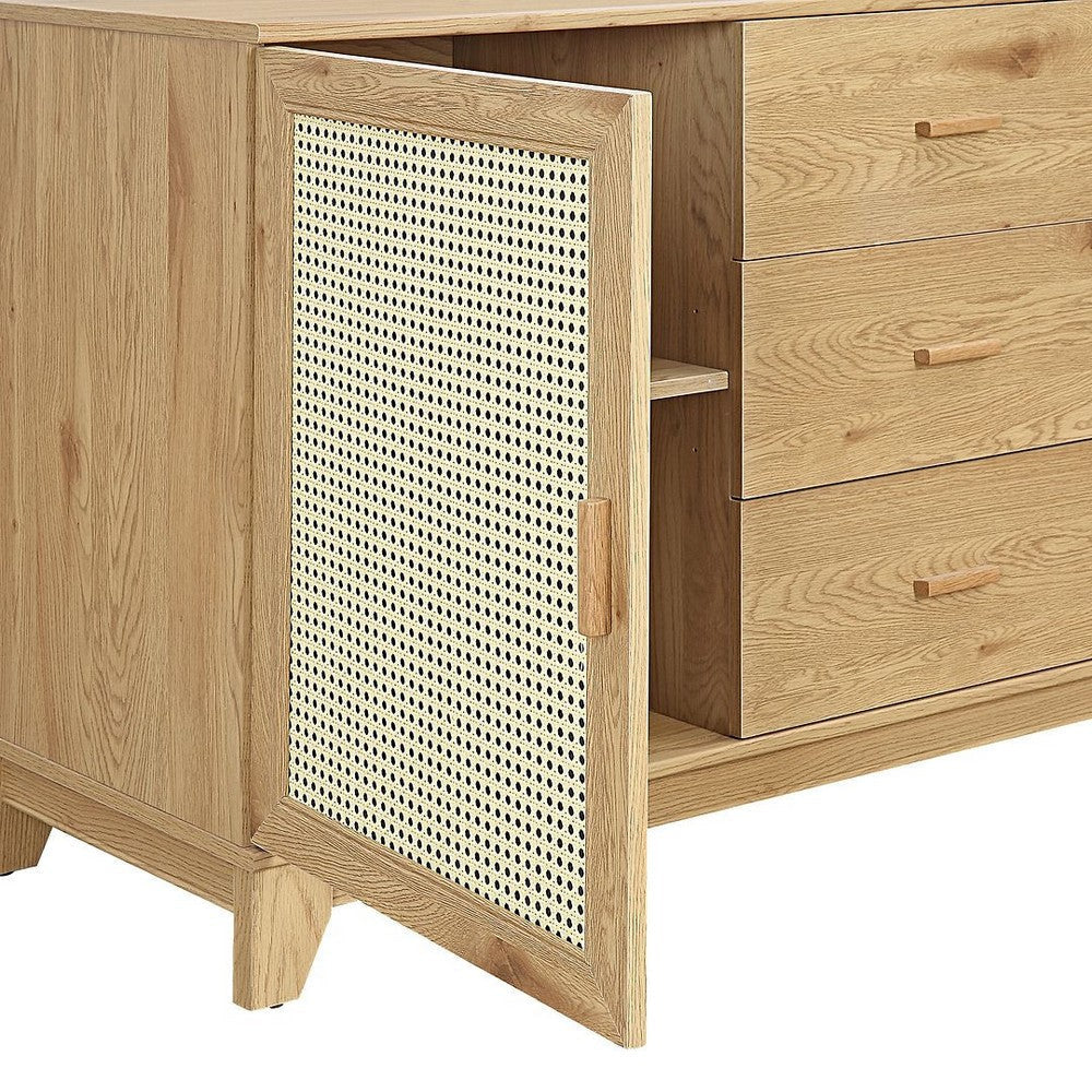 Sheridan 59.05 Modern Cane Sideboard with Adjustable Shelves in Nature MHC-SB-4GLF-NA