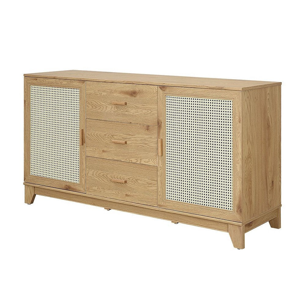 Sheridan 59.05 Modern Cane Sideboard with Adjustable Shelves in Nature MHC-SB-4GLF-NA