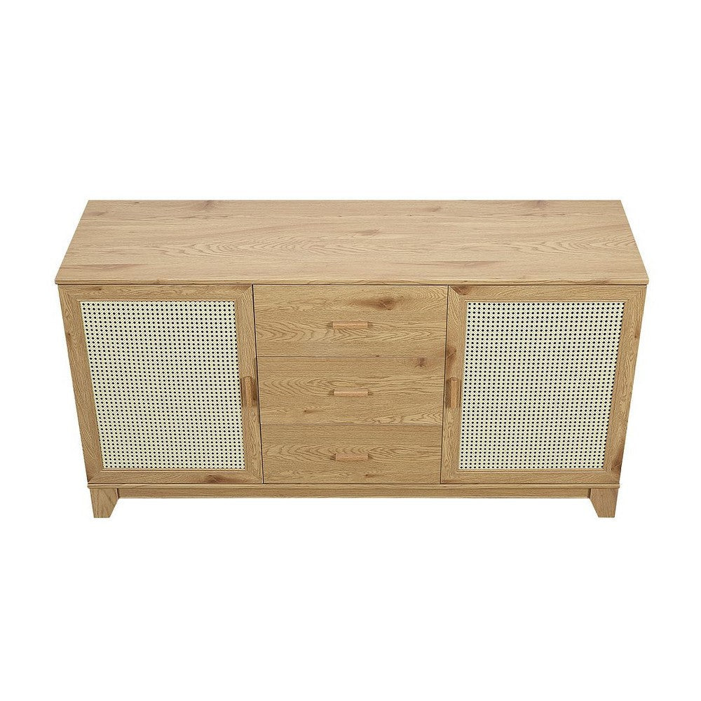 Sheridan 59.05 Modern Cane Sideboard with Adjustable Shelves in Nature MHC-SB-4GLF-NA