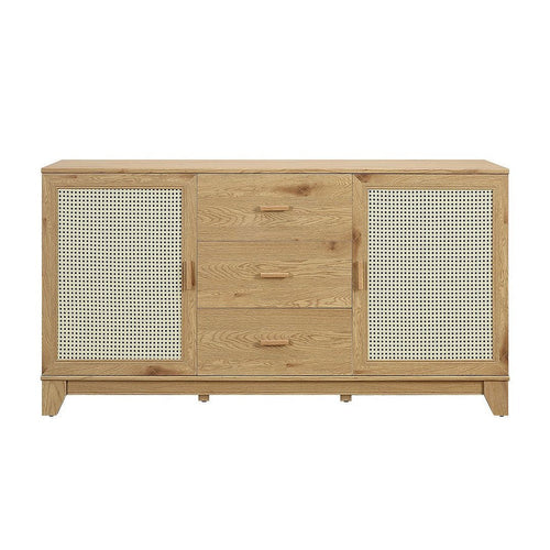 Sheridan 59.05 Modern Cane Sideboard with Adjustable Shelves in Nature