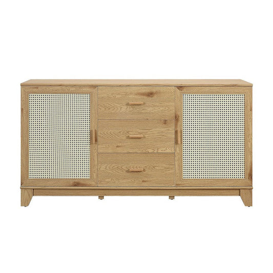 Sheridan 59.05 Modern Cane Sideboard with Adjustable Shelves in Nature