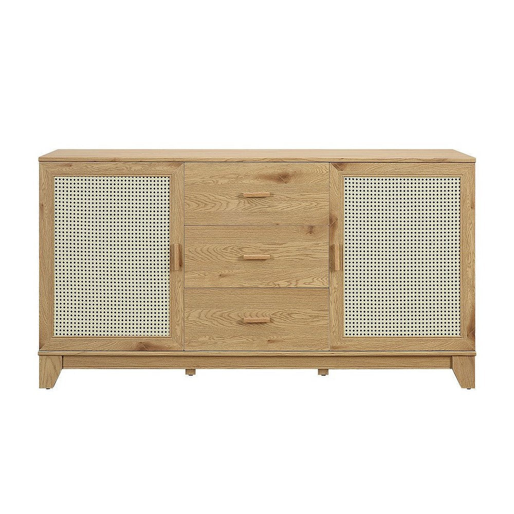 Sheridan 59.05 Modern Cane Sideboard with Adjustable Shelves in Nature