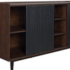 Duane 59.05 Modern Ribbed Sideboard with Adjustable Shelves in Dark Brown and Black MHC-SB-9GLF-BK