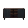 Duane 59.05 Modern Ribbed Sideboard with Adjustable Shelves in Dark Brown and Black