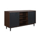 Duane 59.05 Modern Ribbed Sideboard with Adjustable Shelves in Dark Brown and Black MHC-SB-9GLF-BK