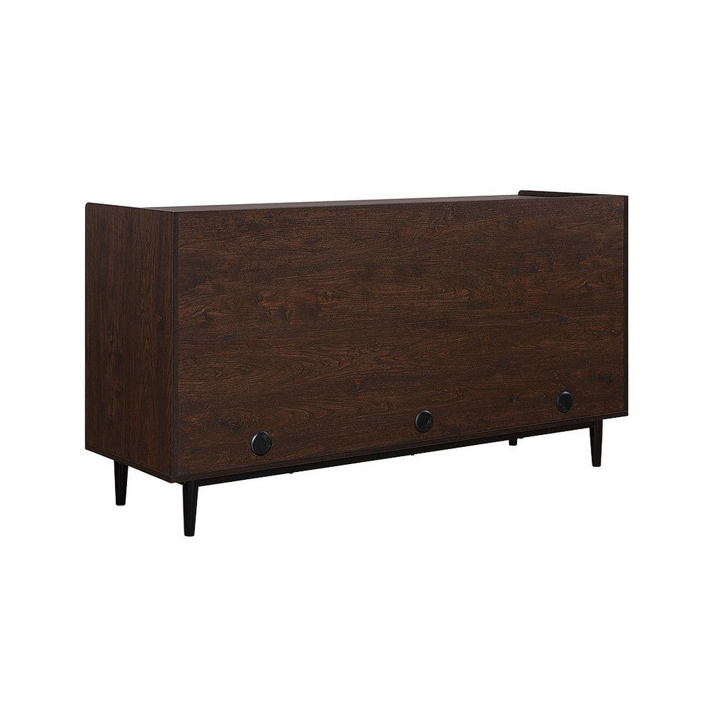 Duane 59.05 Modern Ribbed Sideboard with Adjustable Shelves in Dark Brown and Black MHC-SB-9GLF-BK